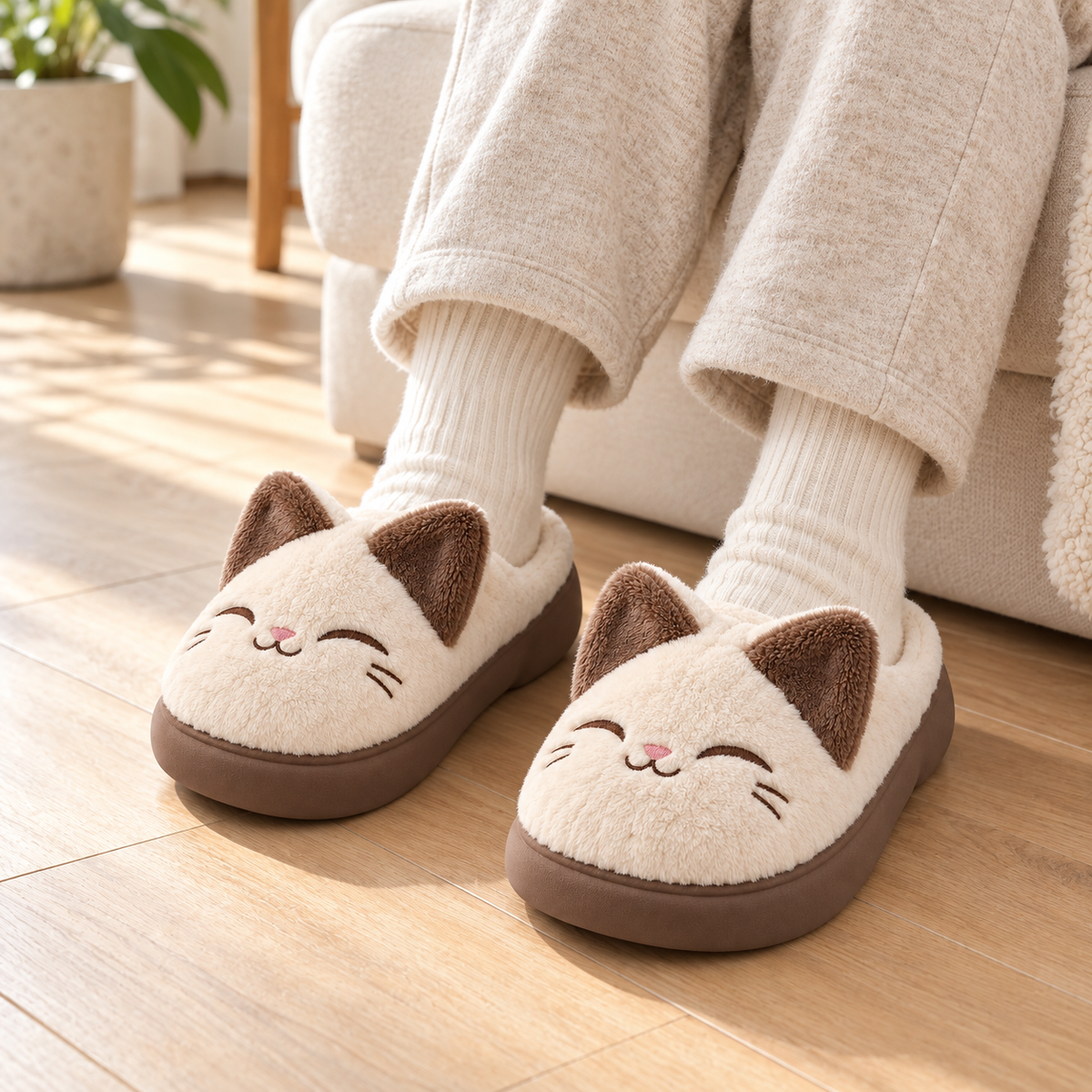 Mimi Cat Slippers — AI-generated lifestyle concept mockup